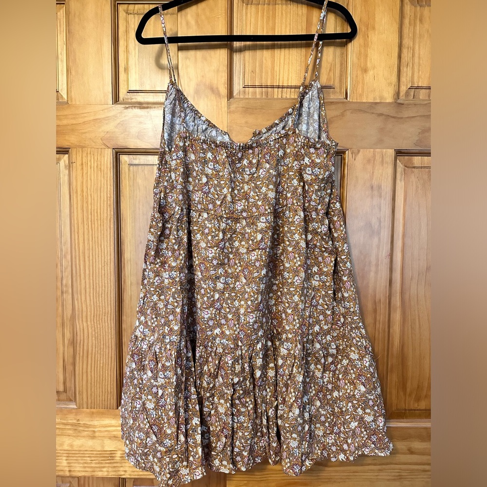 Old Navy Womens XL Floral Swing Tiered Camo Dress Brown Sleeveless Womens - Picture 3 of 7